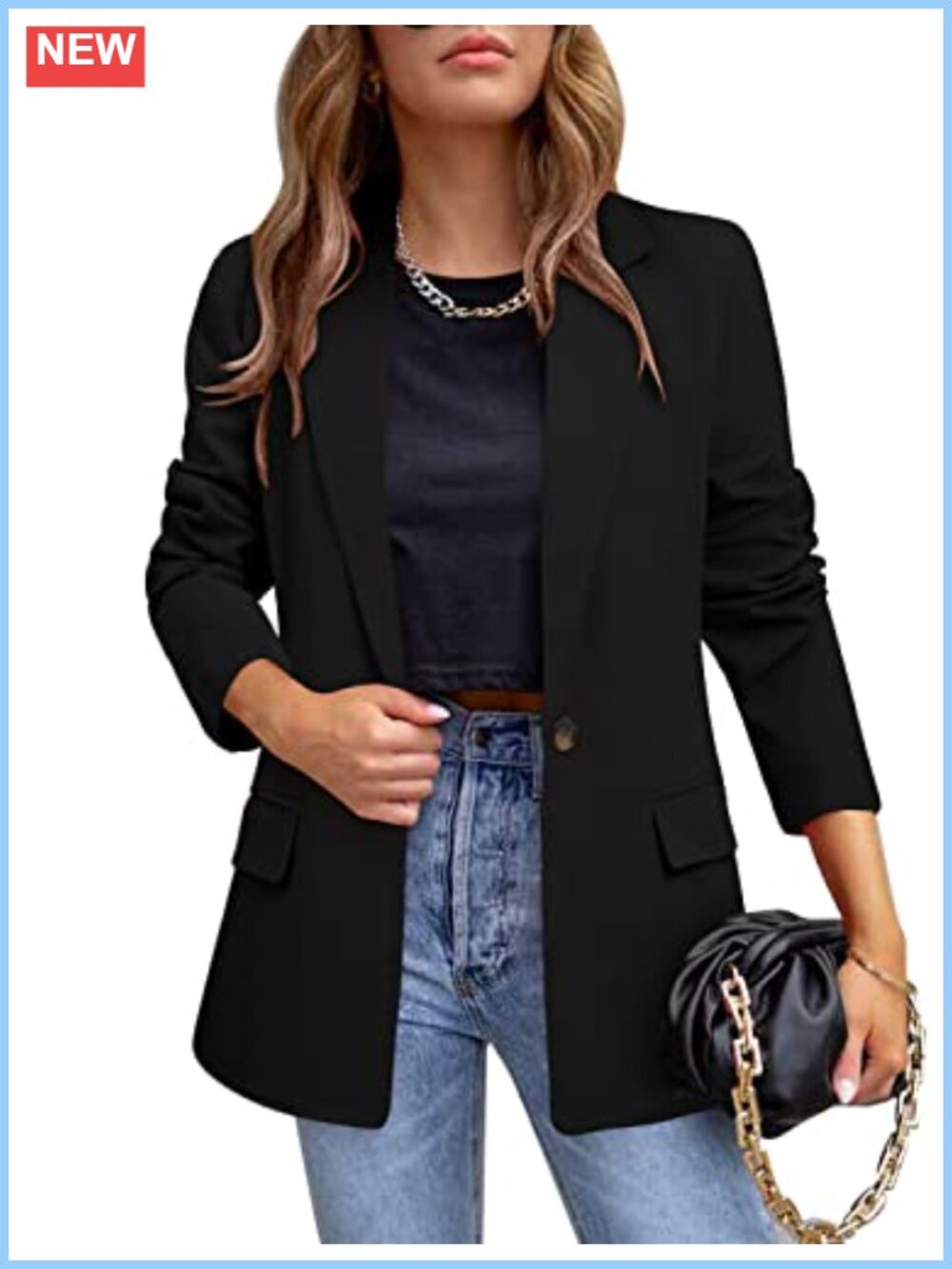 Women's Casual Open Front Blazer with Leopard Lining - Long Sleeve Office Work